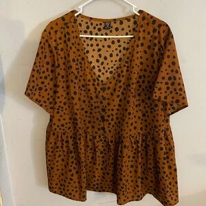 SHEIN Peplum Button Blouse
